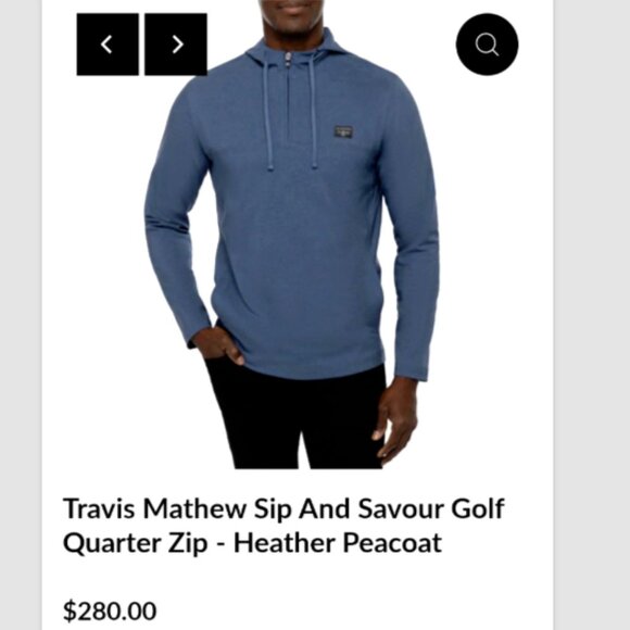 Travis Mathew Golf 1/4 Zip Hoodie Pullover Hooded Jacket Pockets